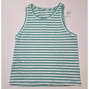 J.‎ CREW Striped Girlfriend Tank Top Green White BY944 Medium NWT Coastal Preppy